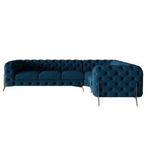 Ecksofa Laviva V Samt Ravi: Marineblau - 323 x 200 cm - Ausrichtung rechts