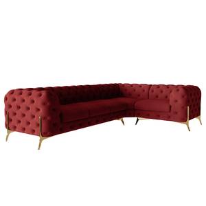 Ecksofa Laviva V Samt Ravi: Bordeaux - 323 x 200 cm - Ausrichtung rechts