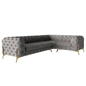 Ecksofa Laviva V Samt Ravi: Taupe - 323 x 200 cm - Ausrichtung rechts