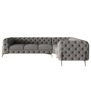 Ecksofa Laviva V Samt Ravi: Taupe - 323 x 200 cm - Ausrichtung rechts