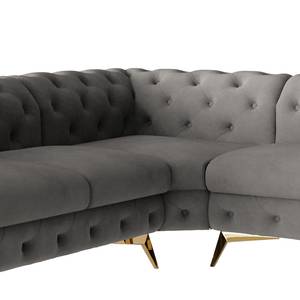 Ecksofa Laviva V Samt Ravi: Taupe - 323 x 200 cm - Ausrichtung rechts