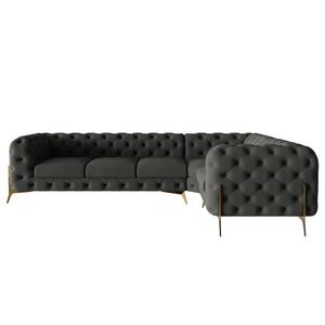 Ecksofa Laviva V Samt Ravi: Anthrazit - 323 x 200 cm - Ausrichtung rechts