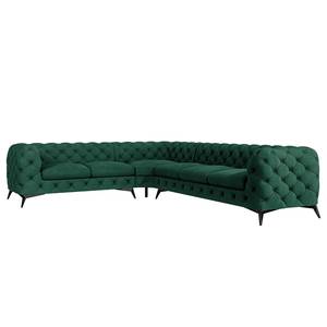 Hoekbank Laviva VI fluweel - Velours Ravi: Antiek groen - 323 x 262 cm