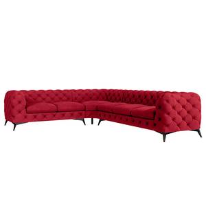 Hoekbank Laviva VI fluweel - Velours Ravi: Rood - 323 x 262 cm