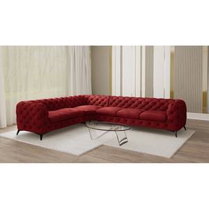 Hoekbank Laviva VI fluweel - Velours Ravi: Bordeaux - 323 x 262 cm