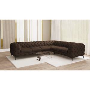 Hoekbank Laviva VI microvezel - Microvezel Priya: Donkerbruin - 323 x 262 cm