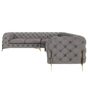 Ecksofa Laviva V Samt Ravi: Taupe - 323 x 262 cm - Ausrichtung links