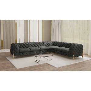 Ecksofa Laviva V Samt Ravi: Anthrazit - 323 x 262 cm - Ausrichtung rechts