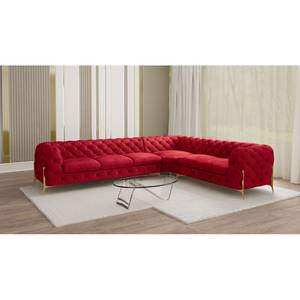 Ecksofa Laviva V Samt Ravi: Rot - 323 x 262 cm - Ausrichtung rechts