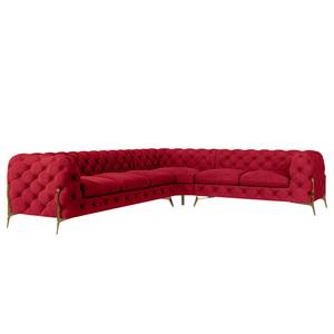 Ecksofa Laviva V Samt Ravi: Rot - 323 x 262 cm - Ausrichtung rechts