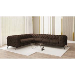 Ecksofa Laviva V Microfaser Priya: Dunkelbraun - 323 x 262 cm - Ausrichtung links