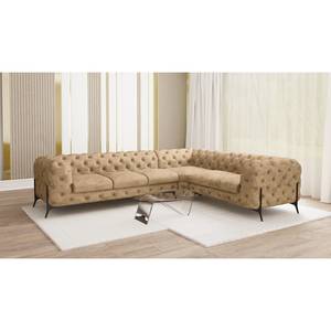 Ecksofa Laviva V Microfaser Priya: Beige - 323 x 262 cm - Ausrichtung rechts