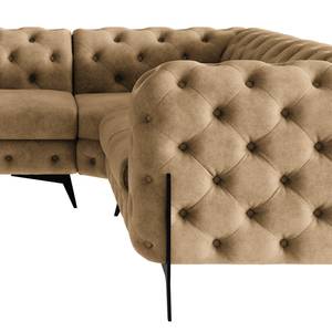 Ecksofa Laviva V Microfaser Priya: Beige - 323 x 262 cm - Ausrichtung rechts