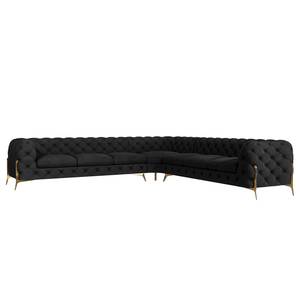 Ecksofa Laviva IV Samt - Samt Ravi: Schwarz - 323 x 323 cm - Gleichschenklig