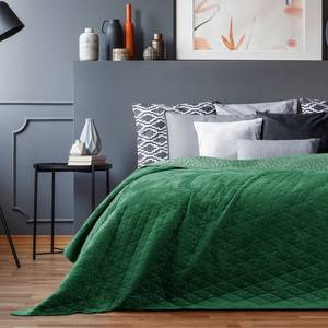 Couvre-lit Aila I Polyester / Velours - Vert foncé - 170 x 270 cm