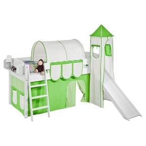 Lit mezzanine Ida Stripes Vert clair - Avec toboggan et tour - Avec échelle