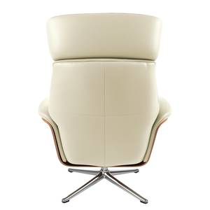 Fauteuil relax Anderson I Cuir véritable Neka : Blanc - Chrome brillant - Noyer