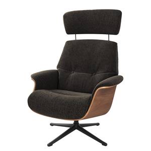 Fauteuil relax Anderson I Tissu Saia: Noir-Marron - Noir - Noyer