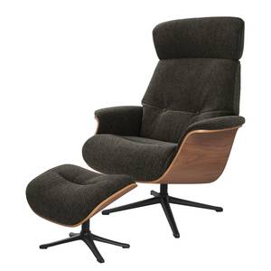 Fauteuil relax Anderson I Tissu Saia: Noir-Marron - Noir - Noyer