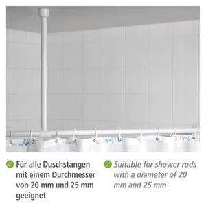 Plafondsteun voor douchestang aluminium/kunststof - Wit