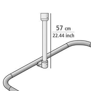 Plafondsteun voor douchestang aluminium/kunststof - Zwart