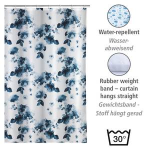 Rideau de douche Rose Polyester - Blanc / Bleu