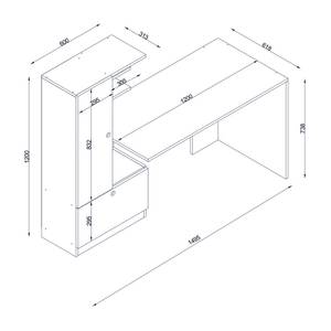 Scrivania con scaffale Aidu Bianco