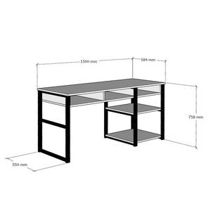 Bureau Embu walnotenhouten look/zwart