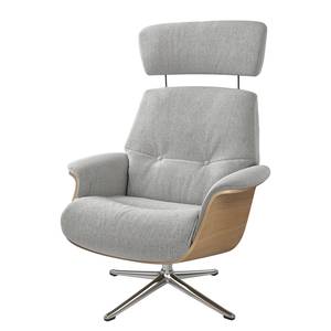 Fauteuil relax Anderson I Tissu Saia: Gris clair - Chrome brillant - Chêne