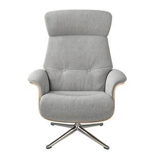 Fauteuil relax Anderson I Tissu Saia: Gris clair - Chrome brillant - Chêne