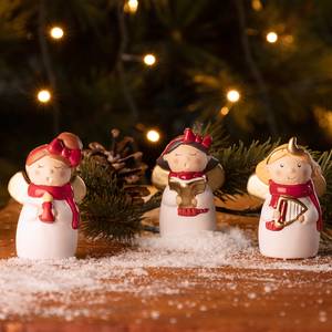 Oggetto decorativo Angelo di Natale (3) Ceramica - Bianco / Rosso - Altezza: 8 cm