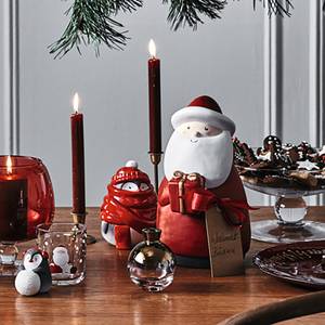 Bougie décorative de Noël, blanc rouge, 12 cm