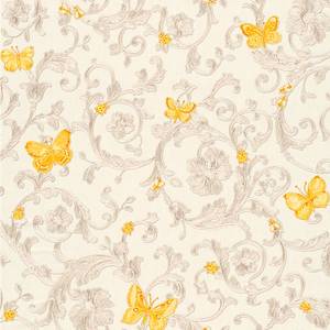 Papier peint Versace Baroc Butterfly I Intissé - Jaune / Gris