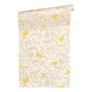 Papier peint Versace Baroc Butterfly I Intissé - Jaune / Gris