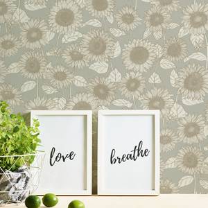 Vliestapete Vintage Sonnenblumen Vlies - Grau