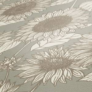 Vliestapete Vintage Sonnenblumen Vlies - Grau