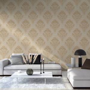 Papier peint Alena Barock Ornament Intissé - Beige / Doré