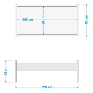 Lit simple Rocco II Blanc - Bois manufacturé - 204 x 58 x 95 cm