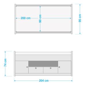 Bed met opbergruimte Rocco II Wit - Plaatmateriaal - 204 x 74 x 95 cm