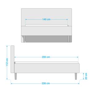 Gestoffeerd bed Steve Leer Jeen: Grijs - 140 x 200cm