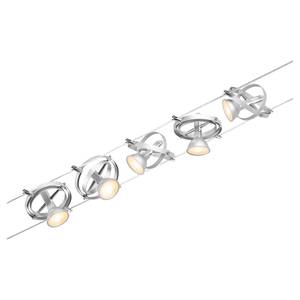 Plafondlamp Cardan I polycarbonaat/aluminium - 5 lichtbronnen - Zilver