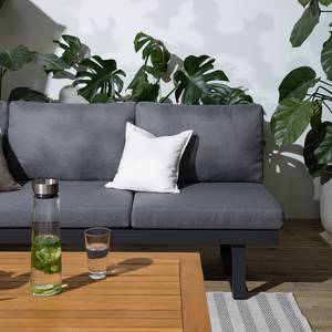 Loungeset Lavela höhenverstellbar 3-tlg. Braun - Grau - Metall - Metall - Massivholz - Textil