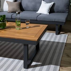 Loungeset Lavela höhenverstellbar 3-tlg. Braun - Grau - Metall - Metall - Massivholz - Textil