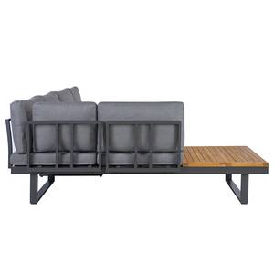 Loungeset Lavela höhenverstellbar 3-tlg. Braun - Grau - Metall - Metall - Massivholz - Textil