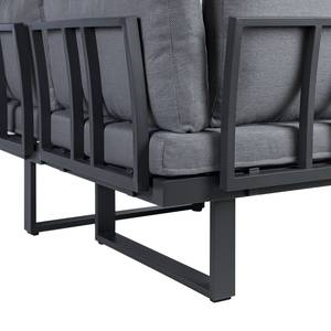 Loungeset Lavela höhenverstellbar 3-tlg. Braun - Grau - Metall - Metall - Massivholz - Textil