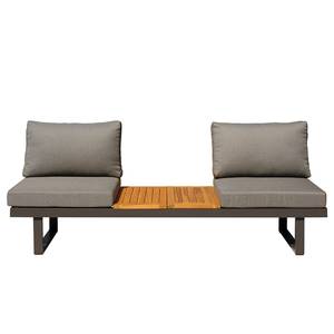 Loungeset Lavela höhenverstellbar 3-tlg. Braun - Grau - Metall - Metall - Massivholz - Textil