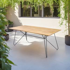 Gartentisch Taramoa aus massiver Akazie Braun - Grau - Metall - Massivholz - 180 x 75 x 90 cm