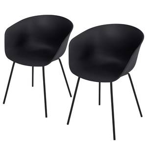 Chaises de jardin Vedene - Lot de 2 Polyéthylène / Acier - Noir