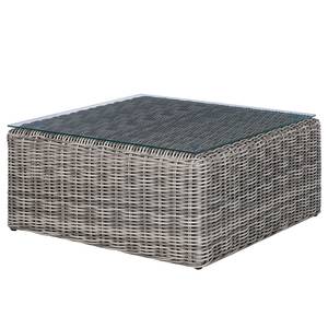 Loungetisch Voia aus rundem Polyrattan Schwarz - Grau - Metall - Kunststoff - Textil - 70 x 31 x 70 cm