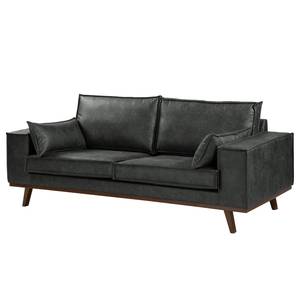 Sofa Jurga (2-Sitzer) Antiklederlook - Microfaser Yaka: Schwarz